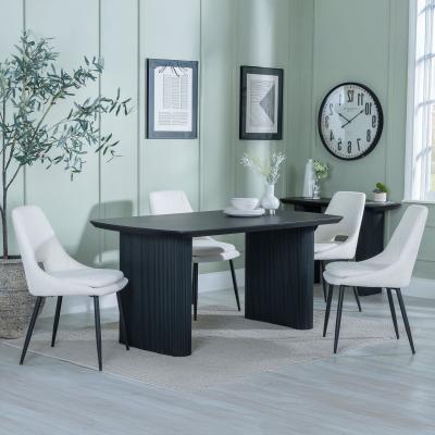 Product photograph of Bern Fluted Black Dining Set - Peyton Cream Fabric Dining Chair from Choice Furniture Superstore