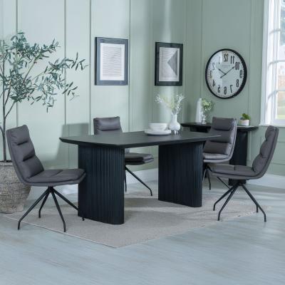 Product photograph of Bern Fluted Black Dining Set - Diego Grey Leather Swivel Dining Chair from Choice Furniture Superstore