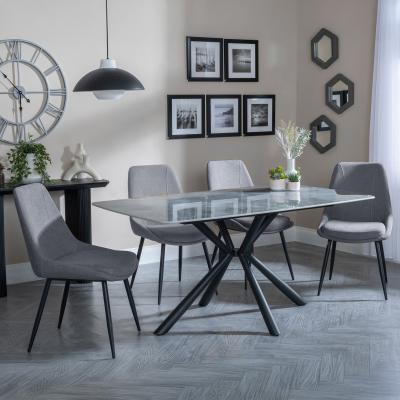 Ripon Grey Ceramic Dining Set Darwin Grey Fabric Dining Chair