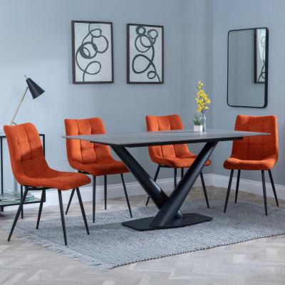 Maldon Grey Ceramic Dining Set Corona Orange Fabric Dining Chair