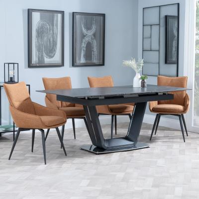 Alpha Black Ceramic Extending Dining Set Ace Orange Fabric Swivel Dining Chair