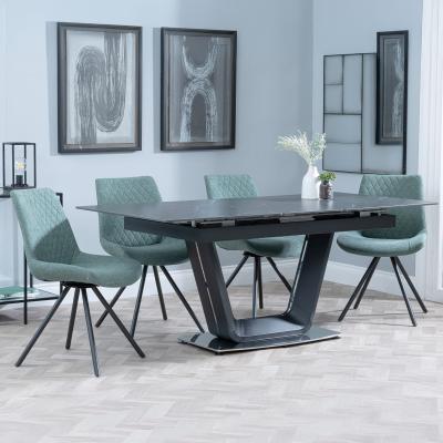 Alpha Black Ceramic Extending Dining Set Boden Green Fabric Swivel Dining Chair