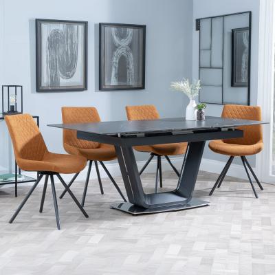 Alpha Black Ceramic Extending Dining Set Boden Orange Fabric Swivel Dining Chair