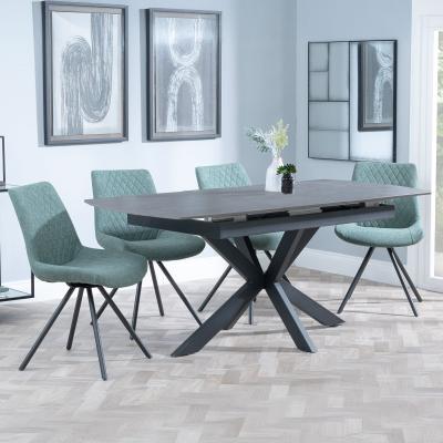 Bari Grey Ceramic Extending Dining Set Boden Green Fabric Swivel Dining Chair