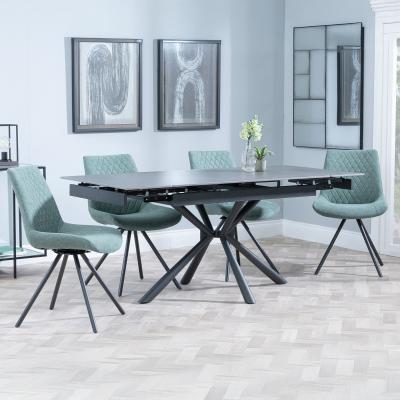 Ripon Black Ceramic Extending Dining Set Boden Green Fabric Swivel Dining Chair