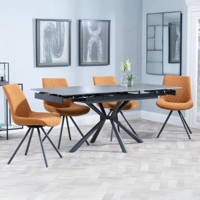 Ripon Black Ceramic Extending Dining Set Boden Orange Fabric Swivel Dining Chair