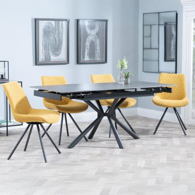 Ripon Black Ceramic Extending Dining Set Boden Yellow Fabric Swivel Dining Chair