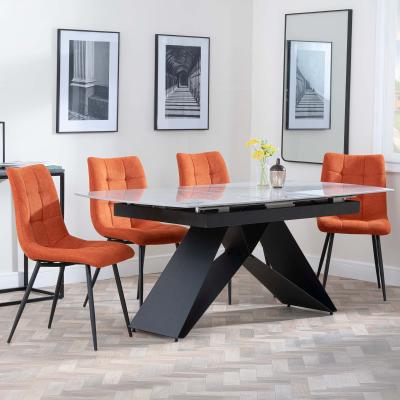 Westin Grey Ceramic Extending Dining Set Corona Orange Fabric Dining Chair