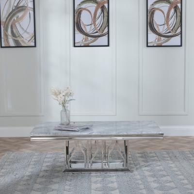 Product photograph of Vortex Grey Marble And Chrome Coffee Table from Choice Furniture Superstore