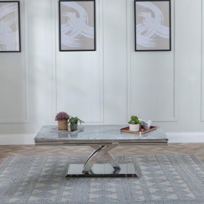 Product photograph of Lisbon Grey Marble And Chrome Coffee Table from Choice Furniture Superstore