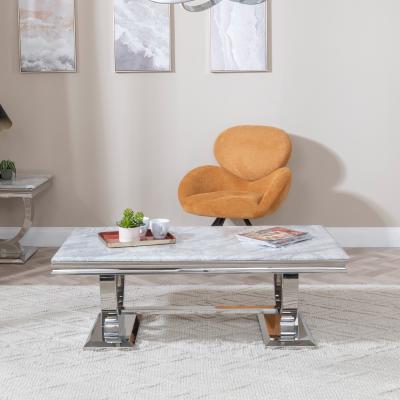 Product photograph of Glacier Grey Marble And Chrome Coffee Table from Choice Furniture Superstore