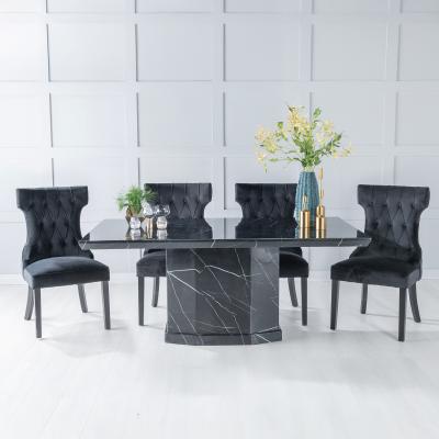 Product photograph of Naples Black Marble Dining Set - Courtney Black Fabric Dining Chair from Choice Furniture Superstore