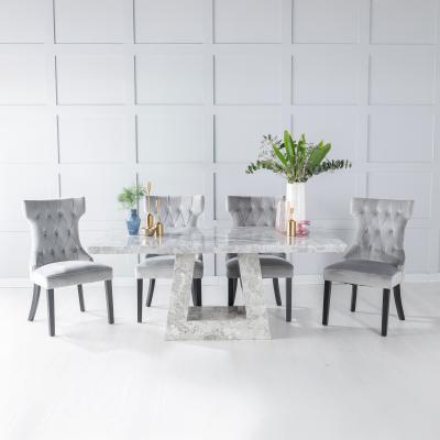 Product photograph of Milan Grey Marble Dining Set - Courtney Light Grey Fabric Chairs from Choice Furniture Superstore