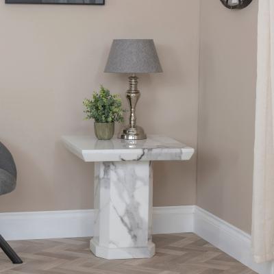 Product photograph of Naples White Marble Side Table from Choice Furniture Superstore