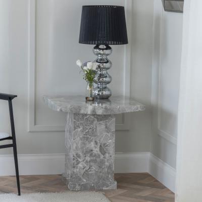 Product photograph of Turin Square Grey Marble Lamp Table from Choice Furniture Superstore