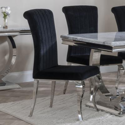 Product photograph of 2 X Louis Black Velvet Fabric Dining Chair from Choice Furniture Superstore