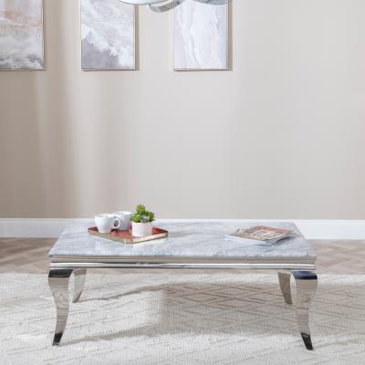 Product photograph of Louis Grey Marble And Chrome Coffee Table from Choice Furniture Superstore