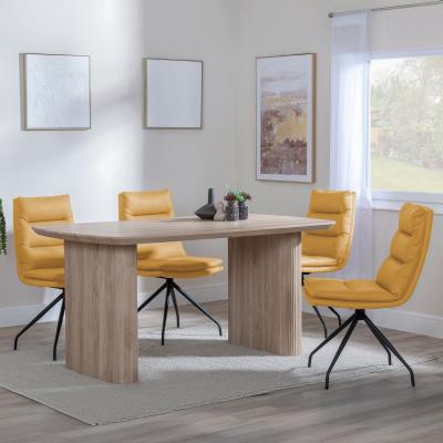 Get 2 Chairs Free Bern Fluted Oak Effect Dining Set Diego Yellow Leather Swivel Dining Chair