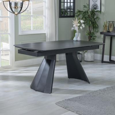 Kinston 6-10 Seater Black Ceramic Extending Dining Table - 160cm-240cm