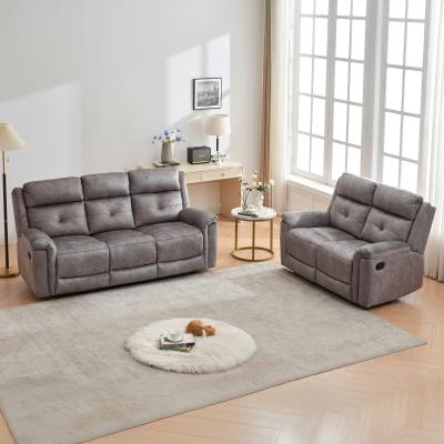 Sydney Grey Fabric 32 Seater Manual Recliner Sofa Set
