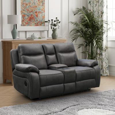 Charlie Grey Fabric 2 Seater Electric Recliner Sofa With Console