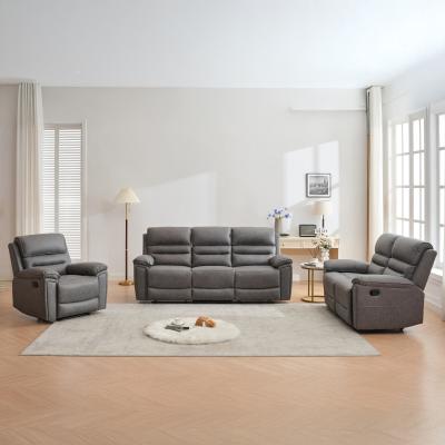 Helena Grey Endurance Fabric 321 Seater Manual Recliner Sofa Set