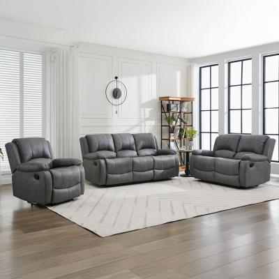 Zaria Grey Endurance Fabric 321 Seater Manual Recliner Sofa Set