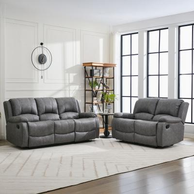Zaria Grey Endurance Fabric 32 Seater Manual Recliner Sofa Set