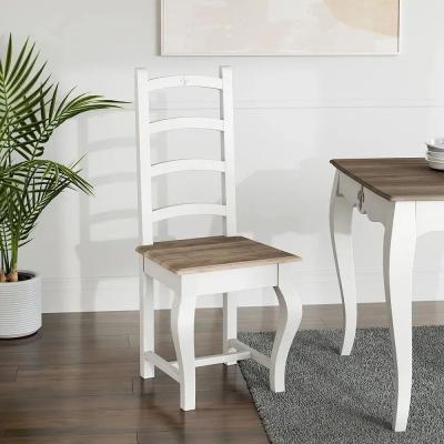 Clearance - Fleur French Style White Shabby Chic Ladder Back Dining Chair - Made in Solid Mango Wood - Brand New Item