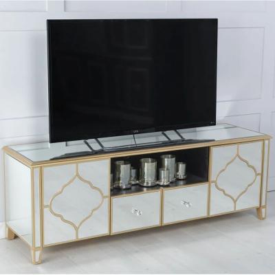 Casablanca Mirrored Gold Trim Tv Unit