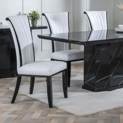 Cadiz White Leather Large High Back Dining Chair with Black Legs