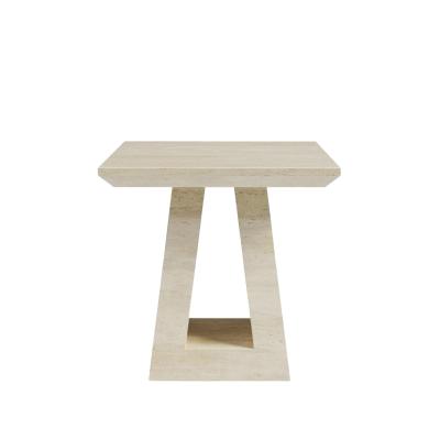 Milan Travertine Beige Engineered Marble Square Side Table