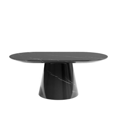 Carrera Black Marquina Engineered Marble Oval Coffee Table