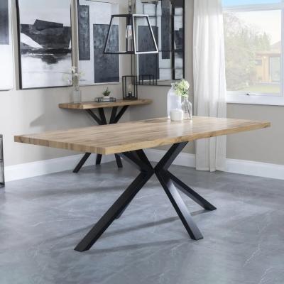 Ezra Oak 8 Seater Dining Table With Black Spider Legs 180cm Ezra Oak 8 Seater Dining Table With Black Spider Legs 180cm