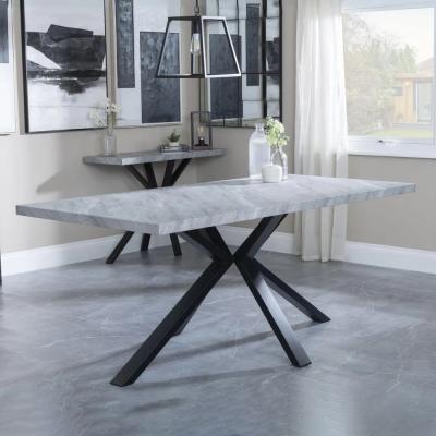 Ezra 8 Seater Grey Concrete Dining Table With Black Spider Legs 180cm Ezra 8 Seater Grey Concrete Dining Table With Black Spider Legs 180cm