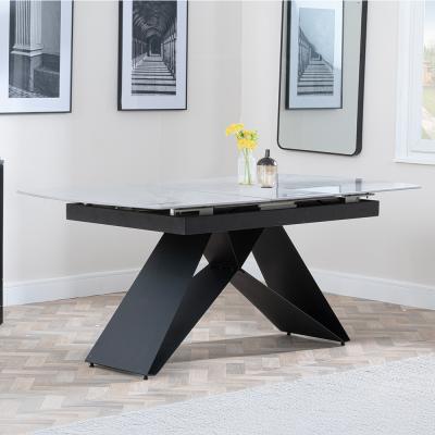 Westin 6 8 Seater Grey Ceramic Extending Dining Table With Black Cross Base 140cm 180cm