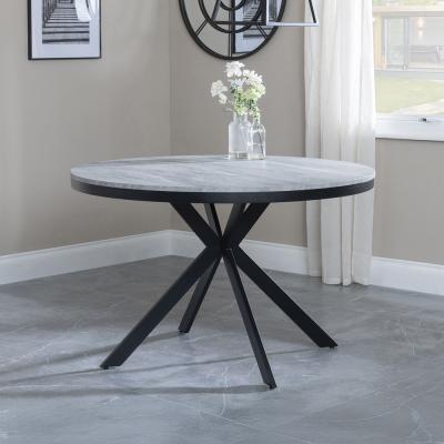 Ezra 4 Seater Grey Concrete Round Dining Table With Black Spider Legs 120cm Ezra 4 Seater Grey Concrete Round Dining Table With Black Spider Legs 120cm