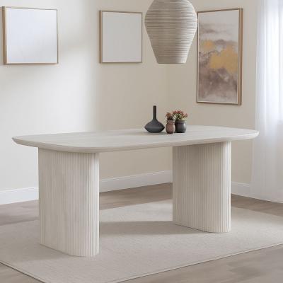 Bern Fluted 6 Seater White Washed Oak Effect Pedestal Dining Table 160cm