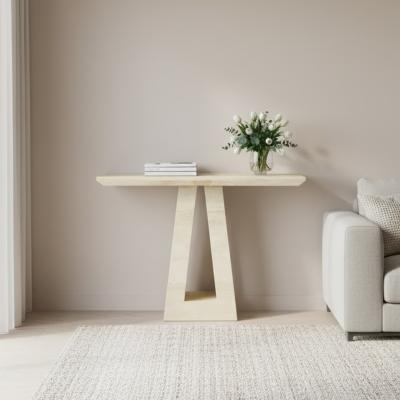 Milan Travertine Beige Engineered Marble Console Table