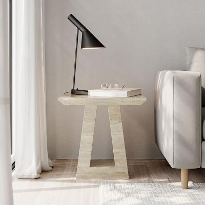 Milan Travertine Beige Engineered Marble Square Side Table