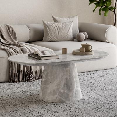 Carrera Armani Grey Engineered Marble Oval Coffee Table