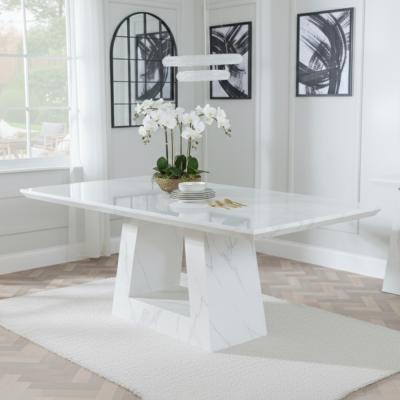 Milan 6 Seater White Marble Dining Table - Sizes Available