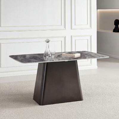 Telma 6 Seater White and Black Marble Dining Table - Sizes Available