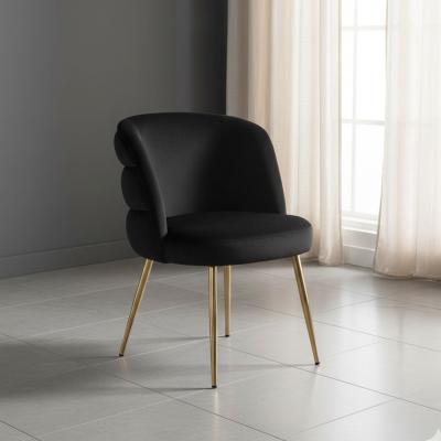 Sloane Black Velvet Fabric Dining Chair with Gold Legs