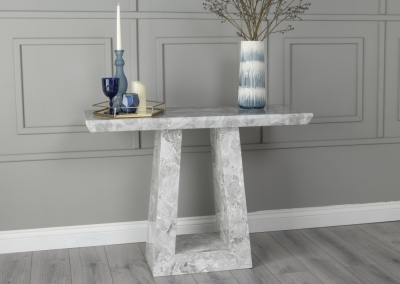 Product photograph of Milan Marble Console Table Grey Rectangular Top With Triangular Pedestal Base from Choice Furniture Superstore