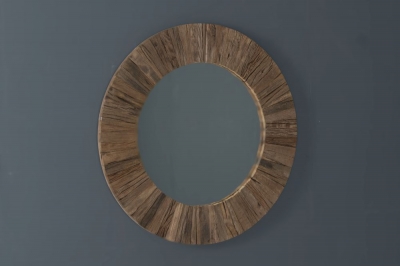 Product photograph of Railway Sleeper Wall Mirror Round 80cm Large Made From Reclaimed Wood from Choice Furniture Superstore