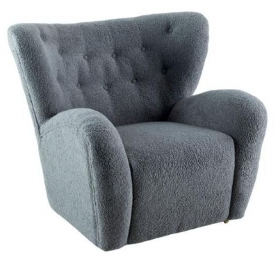 Product photograph of Clearance - Teddy Grey Wing Back Accent Armchair Boucle Fabric from Choice Furniture Superstore