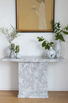 Product photograph of Turin Marble Console Table Grey Square Top With Pedestal Base from Choice Furniture Superstore