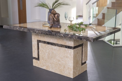 Product photograph of Venice Marble Dining Table Cream Rectangular Top With Pedestal Base from Choice Furniture Superstore