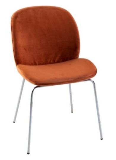 Clearance - Baron Ochre Dining Chair, Velvet Fabric Upholstered with Chrome Legs